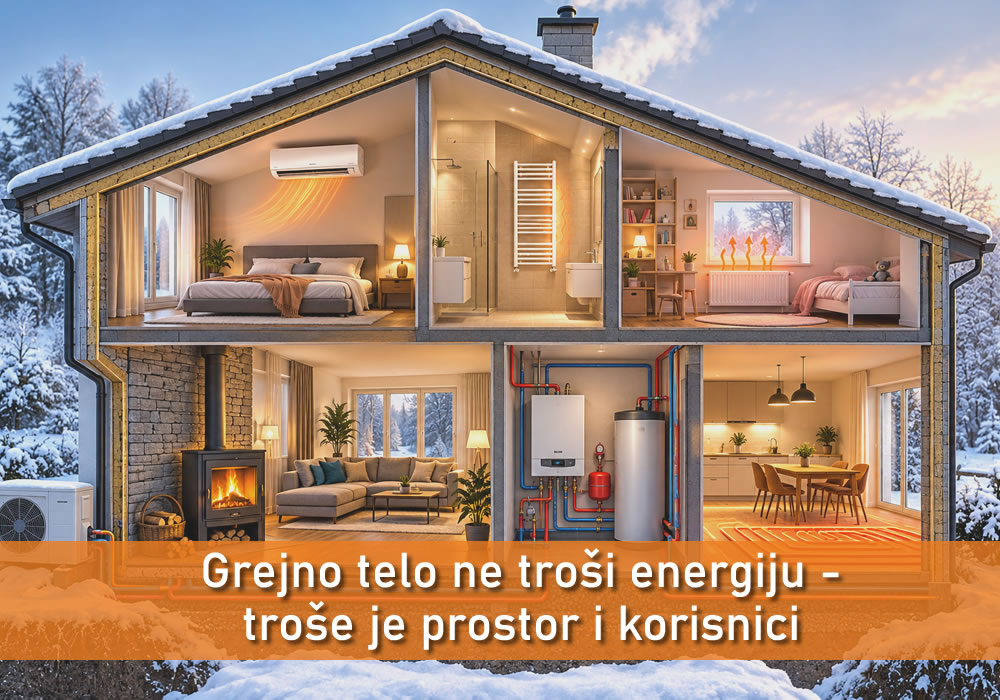 Grejno telo ne troši energiju - troše je prostor i korisnici
